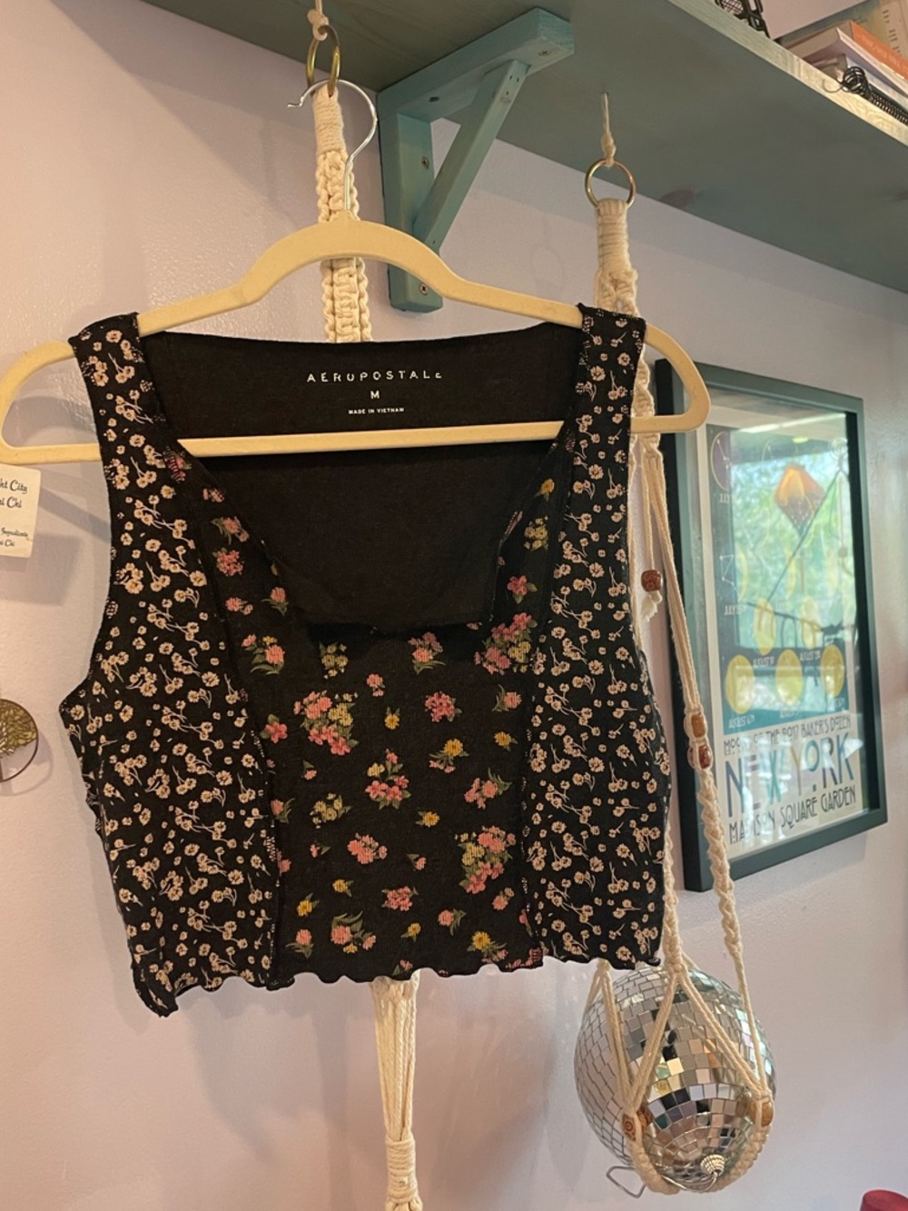 Aeropostale Flowery Crop Top Tank